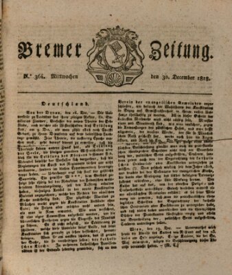 Bremer Zeitung Mittwoch 30. Dezember 1818