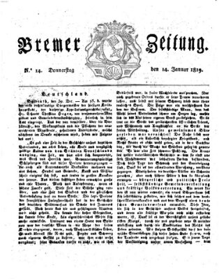 Bremer Zeitung Donnerstag 14. Januar 1819