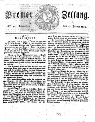 Bremer Zeitung Donnerstag 21. Januar 1819