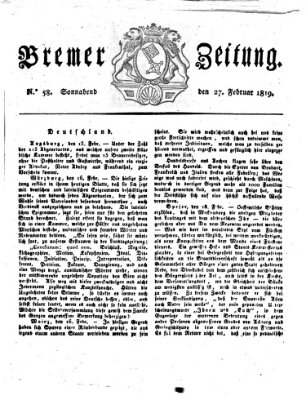 Bremer Zeitung Samstag 27. Februar 1819