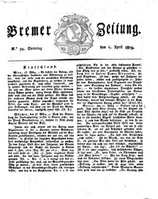 Bremer Zeitung Sonntag 4. April 1819