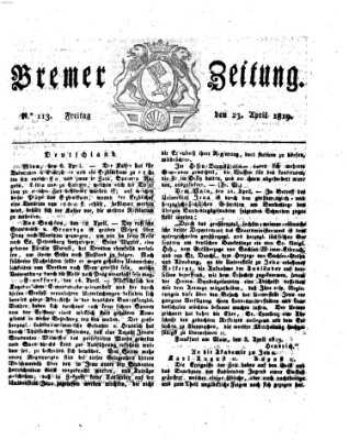 Bremer Zeitung Freitag 23. April 1819