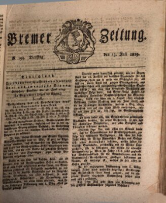 Bremer Zeitung Dienstag 13. Juli 1819