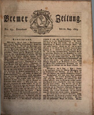 Bremer Zeitung Samstag 21. August 1819