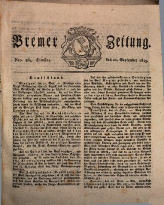 Bremer Zeitung Dienstag 21. September 1819