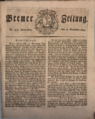 Bremer Zeitung Donnerstag 11. November 1819