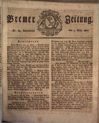 Bremer Zeitung Samstag 4. März 1820