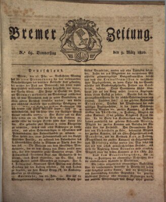 Bremer Zeitung Donnerstag 9. März 1820