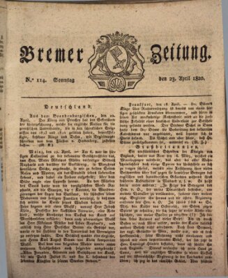 Bremer Zeitung Sonntag 23. April 1820