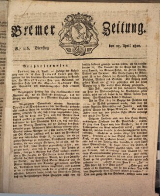 Bremer Zeitung Dienstag 25. April 1820