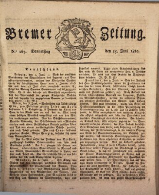 Bremer Zeitung Donnerstag 15. Juni 1820