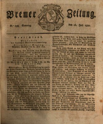 Bremer Zeitung Sonntag 16. Juli 1820