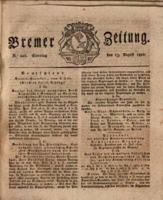 Bremer Zeitung Sonntag 13. August 1820