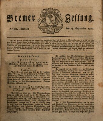 Bremer Zeitung Montag 18. September 1820