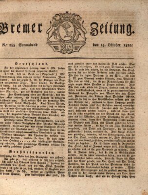 Bremer Zeitung Samstag 14. Oktober 1820