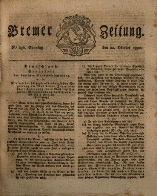 Bremer Zeitung Sonntag 22. Oktober 1820
