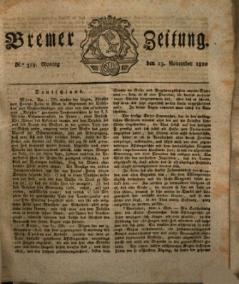 Bremer Zeitung Montag 13. November 1820