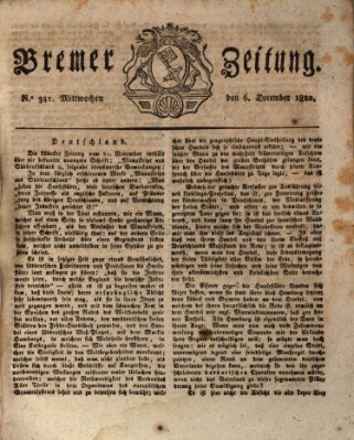 Bremer Zeitung Mittwoch 6. Dezember 1820