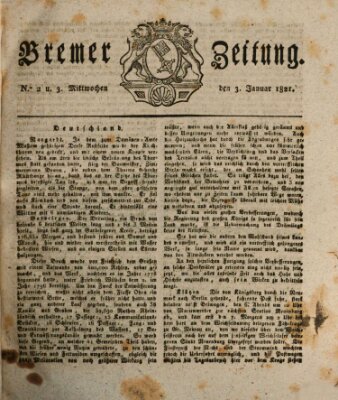 Bremer Zeitung Mittwoch 3. Januar 1821