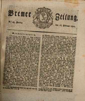 Bremer Zeitung Freitag 16. Februar 1821