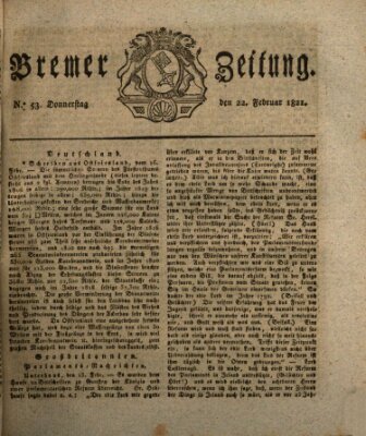 Bremer Zeitung Donnerstag 22. Februar 1821