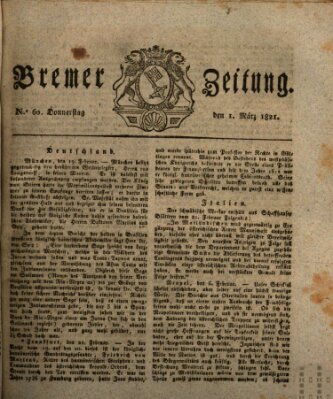 Bremer Zeitung Donnerstag 1. März 1821