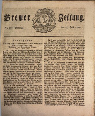 Bremer Zeitung Sonntag 15. Juli 1821