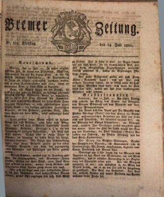 Bremer Zeitung Dienstag 24. Juli 1821