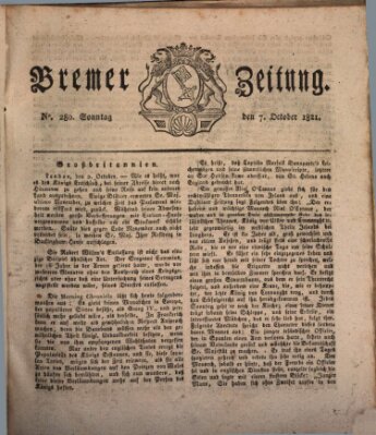 Bremer Zeitung Sonntag 7. Oktober 1821
