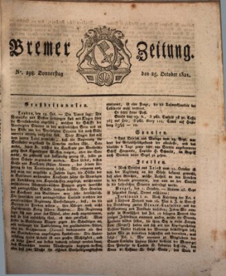 Bremer Zeitung Donnerstag 25. Oktober 1821