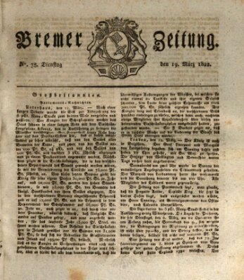 Bremer Zeitung Dienstag 19. März 1822