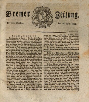 Bremer Zeitung Dienstag 16. April 1822