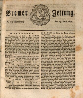 Bremer Zeitung Donnerstag 25. April 1822