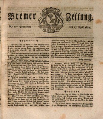Bremer Zeitung Samstag 27. April 1822