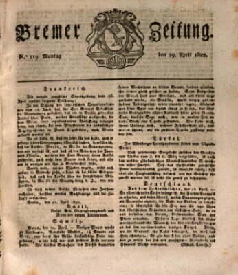 Bremer Zeitung Montag 29. April 1822