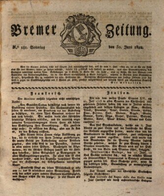 Bremer Zeitung Sonntag 30. Juni 1822