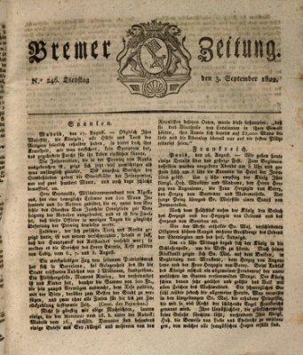 Bremer Zeitung Dienstag 3. September 1822
