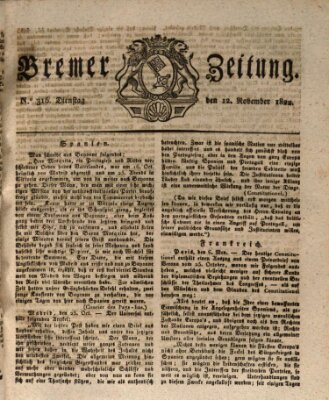 Bremer Zeitung Dienstag 12. November 1822