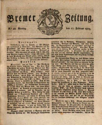 Bremer Zeitung Montag 17. Februar 1823