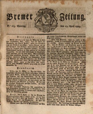 Bremer Zeitung Sonntag 13. April 1823