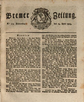 Bremer Zeitung Donnerstag 24. April 1823