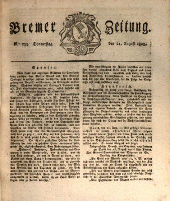 Bremer Zeitung Donnerstag 21. August 1823