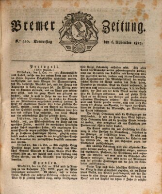 Bremer Zeitung Donnerstag 6. November 1823
