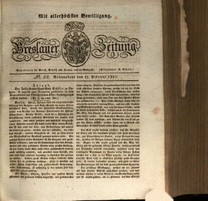 Neue Breslauer Zeitung Samstag 17. Februar 1821