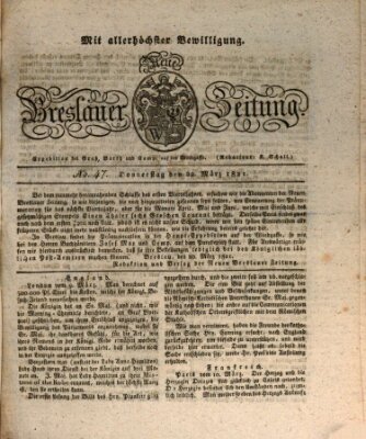 Neue Breslauer Zeitung Donnerstag 22. März 1821