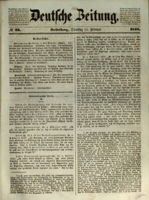 Deutsche Zeitung 〈Frankfurt, Main〉 Dienstag 15. Februar 1848