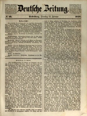 Deutsche Zeitung 〈Frankfurt, Main〉 Dienstag 22. Februar 1848