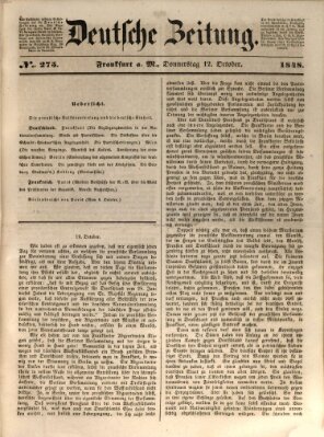 Deutsche Zeitung 〈Frankfurt, Main〉 Donnerstag 12. Oktober 1848