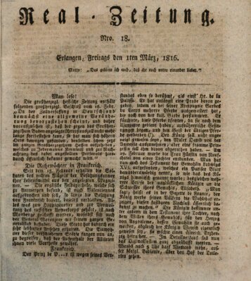Erlanger Real-Zeitung Freitag 1. März 1816