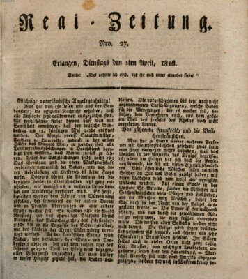 Erlanger Real-Zeitung Dienstag 2. April 1816